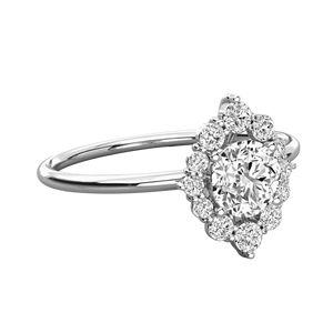 Anillo de Boda con Halo de Flores y Diamantes de Corte Redondo - Product Image 1