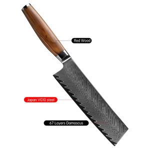Cuchillo de Cocina Nakiri de 180 mm, Cuchillo Pequeño Tipo Cleaver, 67 Capas de Acero Damasco Japonés VG-10, con Mango de Madera de Olivo - Product Image 5