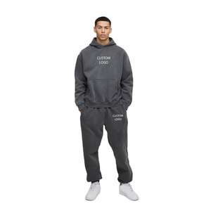 Men's Basic Lightweight Custom Logo Regular fit <b>Crop</b> <b>Zip</b> <b>up</b> <b>Hoodie</b> & Straight leg Jogger set French terry DTG Printing Tracksuit - Product Image 4