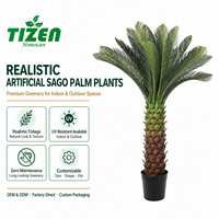 Palmier Sago Artificiel de 140 cm en Pot, Plante Artificielle en Pot Noir, Matériau PE Résistant aux UV pour Décoration Intérieure et Extérieure