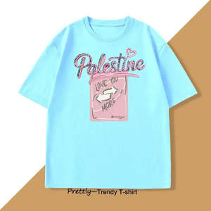 Love Palestine Printed <strong>T-Shirt</strong> 100% Cotton Jersey Slim Fit 200g <strong>and</strong> 300g Fabric Weighing 3D Printed Pattern - Product Image 6