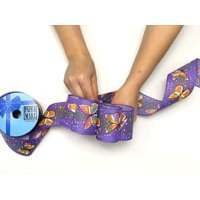 Floral Butterfly Print Wired Ribbon Roll Metallic Polyester and Satin for Wedding and Gift Wrapping - Product Image 2