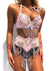 Trajes de Club de baile brillantes para mujer, monos metálicos de moda, monos de fiesta de moda, ropa de discoteca elegante - Product Image 6