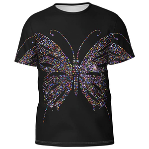 Réflexion personnalisée 160 gsm t-shirt unisexe hommes strass t-shirt hommes coton lourd blanc surdimensionné t-shirt - Product Image 5