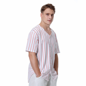 Hommes Baseball Jersey Solid Shirts Plain Casual Button Down Short Sleeves T-Shirt Stripe Sports Uniform S-2XL - Product Image 3