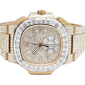 Reloj clásico de Plata de Ley 925 personalizable con movimiento de cuarzo Iced Leb Grown Diamond Baguette Dial Window Hip Hop Fashion Style - Product Image 3