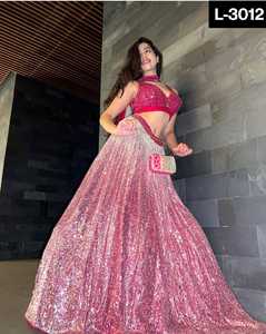 Nouveau Lehenga choli de travail de séquence lourde de Style Bollywood avec le matériel net Dupatta Set pour le mariage et le festival à bas prix - Product Image 5