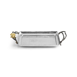 Bandeja DE SERVICIO DE METAL superventas con mango de trabajo de diseño floral elegante de alta duración elegante Premium mejor para la decoración del hogar y la fiesta - Product Image 3