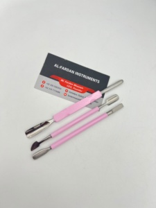 Pousse-cuticules double face en acier inoxydable avec manche rose, outil de manucure réutilisable, design double tête 2-en-1 - Product Image 5