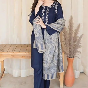 Estilo paquistaní 2025 elegante mujer 3 piezas Casual Salwar Kameez vestido de lino ropa de fiesta de invierno - Product Image 1