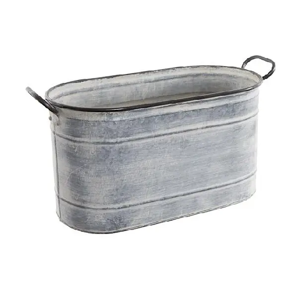 Silver finished metal huge planters Indian manufacturers of galvanized planters and flower buckets in wholesale Price
