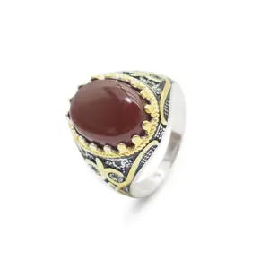 Stijlvolle 925K Duimring Aqeeq Ring Antiek Zwart Met Gouden Zilveren Vinger Ring Opp Tas/Ritssluiting Unisex Sieraden 30% Storting Voorschot