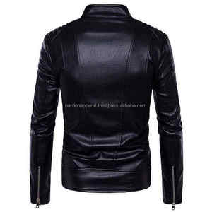 Nardon Apparel Blouson aviateur classique mince pour hommes en cuir de poisson véritable automne chaud fermeture à glissière Logo avant pour vêtements de ville en plein air - Product Image 2