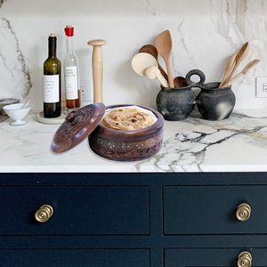 Cazuela de olla caliente de madera con tapa Tortilla Chapati Keeper/cazuela más cálida con cocina de cobre decoración del hogar comedor - Product Image 6