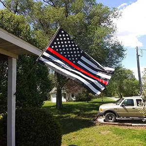 Paquete de 2 Banderas delgadas de la bandera estadounidense de la línea roja de 3x5 pies - Banderas americanas con rayas blancas, negras y rojas para honor a los bomberos, duraderas - Product Image 4
