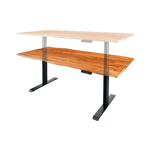 Mesa de comedor ovalada de estilo europeo de madera maciza de mango con altura ajustable de metal para el hogar, oficina, hotel, centro comercial, diseño moderno - Product Image 6