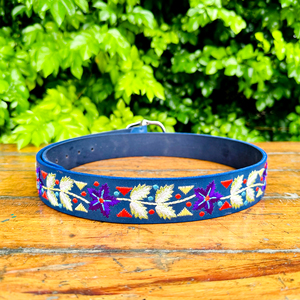 Cinturón informal de cuero de vaca genuino Unisex de primera calidad Longitud personalizada con bordado occidental Características Diseño de flores del desierto - Product Image 4
