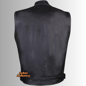 Gilet en cuir de moto en gros avec protection en cuir de vachette véritable certifié CE gilet en cuir de course blindé pour motard - Product Image 2