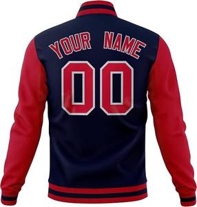 Chaqueta de béisbol de retazos de manga de cuero PU Chaqueta de pecho bordada Chaqueta de béisbol de pecho bordada - Product Image 4