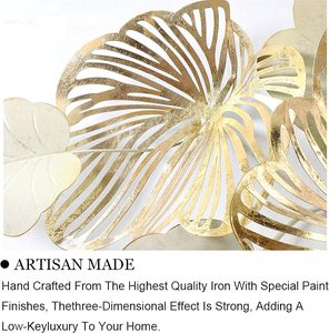 Home <b>Decor</b> Metal <b>Wall</b> Art <b>Leaves</b>, Modern Large <b>Wall</b> Sculptures Gold Flower <b>Wall</b> Hanging Artwork Decoration for Living Room - Product Image 4