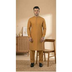 Nadeem Kurta Kameez Shalwar P-14 pour homme, couleur beurre, long, pour mariage et occasions festives - Product Image 6