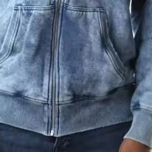 เสื้อมีฮู้ดซักกรดมีซิปสำหรับผู้ชายเสื้อแนวสตรีทแบบมีซิปทนทาน - Product Image 4