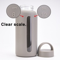 Bouteille d'eau en verre borosilicaté avec marqueur de temps en silicone et bouteille d'eau PP 27oz Camp unisexe minimaliste