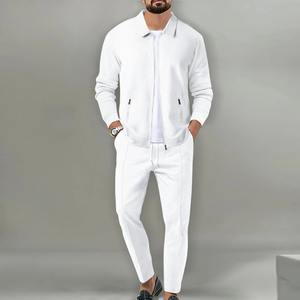 Nouveau survêtement d'hiver pour homme, 2 ensembles, manches longues, décontracté, respirant, polaire, 100% coton, personnalisable - Product Image 4