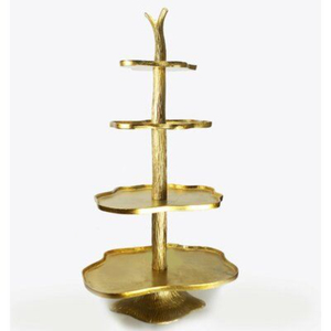 Support à gâteau à 2 étages en laiton, design Branches, plaqué or, idéal pour les mariages, les anniversaires, les fêtes, outils élégants pour gâteaux - Product Image 2