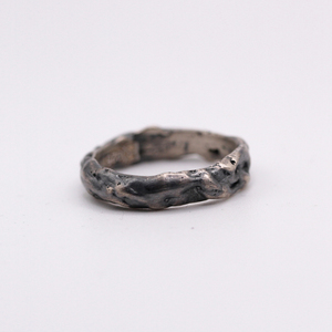 Handmade 925 Sterling Silver Gemstone Wedding Band <b>Ring</b> Vintage Wax Carved Textured Design Organic Unisex Rugged Look Made - Product Image 5