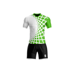 Conjunto de fútbol con logotipo personalizado con estampado de sublimación blanco y verde de moda 2025, conjunto de uniforme de camiseta de fútbol Deportivo de equipo universitario económico - Product Image 1