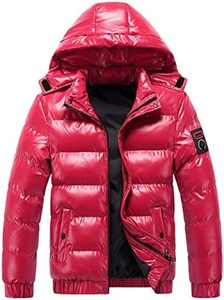 Chaqueta acolchada de invierno impermeable de peso pesado para hombre, ropa de abrigo acolchada de moda de lona brillante metálica con capucha - Product Image 2