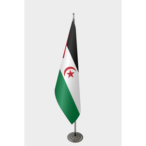 Bandera Oficial de la República Democrática Árabe Saharauya para Interiores, Bandera para Automóvil con Impresión Digital, Hecha de Seda y Aluminio para Exhibición - Product Image 1