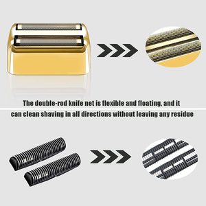 2 cabezales de repuesto dorados de doble cuchilla para afeitadora eléctrica, lavables, para cuerpo y rostro, para afeitadora de doble lámina metálica - Product Image 6