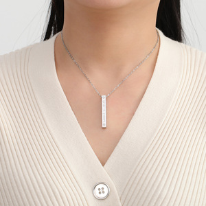 Joyería de amuleto de moda, collar con colgante de barra vertical de acero inoxidable, collares hebreos de Talismán de bendición bíblica de oro plateado - Product Image 6