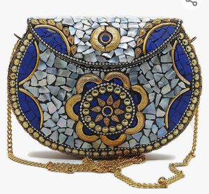 Hot Selling Indian Manufacturer Women's Clutches Mosaic <b>Work</b> Brass Metal Clutch <b>Bag</b> With <b>Large</b> Capacity for Worldwide Supply - Product Image 3