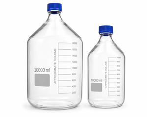 Botella de vidrio transparente para reactivos de laboratorio de 25ml, 50ml, 100ml-20L con tapa de rosca azul GL45 - Product Image 1