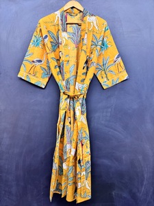 Estilo indio hasta el suelo estampado para mujer Algodón ligero ecológico de gran tamaño Kimono Bata para verano primavera otoño - Product Image 4