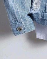Veste bomber en toile denim unisexe tendance nouvelle collection - Style vintage Logo avant Taille plus