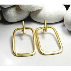 Brass Handmade Gold Plated Stud <b>Earrings</b> with Zircon <b>Pearl</b> <b>Diamond</b> - Product Image 5