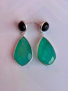 925 Sterling Silver Emerald With <b>Black</b> <b>Onyx</b> Handmade <b>Earring</b> Beautiful Women <b>Earring</b> . - Product Image 6