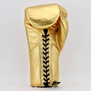 Gants de boxe professionnels en cuir tendance, 8 oz, sans lacets, couleur or métallisé, pour l'entraînement - Product Image 3