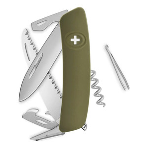 Navaja Plegable Swiza Allmatt Standard D05 con 13 Funciones y Sierra, Color Oliva - Product Image 1