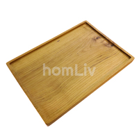 Bandeja de Servir Grande Decorativa de Madera de Teca Natural Hecha a Mano, Sostenible, para Desayuno, Organizador de Vajilla de Cocina