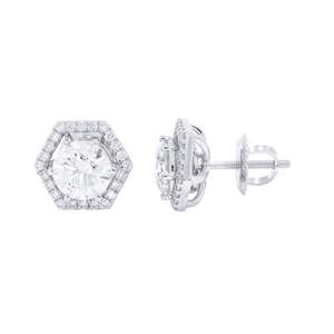 Boucles d'oreilles en forme de grappe de diamants ronds pour elle - Product Image 3