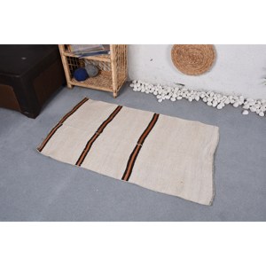 Alfombra de lana moderna de 2,4x4 pies en beige, rayas negras, alfombra rectangular esponjosa para sala de estar, coche, patrón de retazos, respaldo de látex - Product Image 2