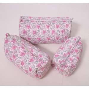 Indian Cotton Durable <b>Large</b> Capacity Waterproof Fashion Portable Travel Makeup <b>Bag</b> Printed Zipper for <b>Cosmetic</b> Pouch - Product Image 5
