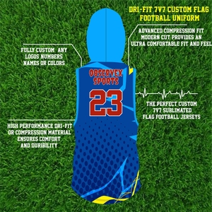 Uniforme de football américain à capuche personnalisé et compressif |   Tenue d'équipe 7 contre 7 entièrement sublimée, respirante, à séchage rapide et anti-humidité - Product Image 3