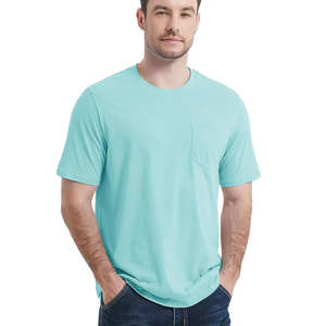 T-shirt homme bleu clair coton doux col rond manches courtes confortable coupe décontractée élégant couleur unie tous les jours été basique t-shirt - Product Image 1