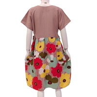 Vestido de Mujer con Estampado Floral, Cintura Natural, Cuello Redondo Vintage con Botones, Manga Corta, Largo hasta la Rodilla, Lavable y Transpirable de Chrysanta